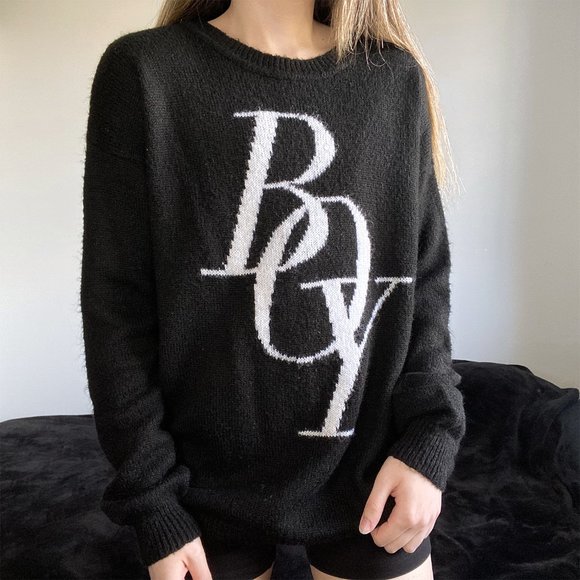 Forever 21 Sweaters - Forever 21 Oversized "BOY" Sweater - Black, Small